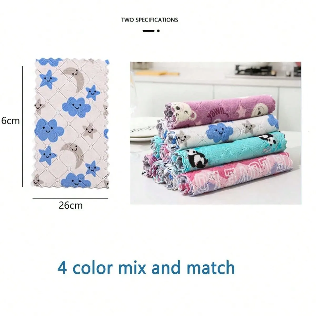 10pcs/Printed Coral Fleece 16*27cm/25cm*25cm Home Kitchen Cleaning Cloth, No-Stick Oil Coral Fleece Dish Cloth, Dual Sided Thicken Absorbent Dishwashing Sponge, Cleaning Rag, Scouring Pad, Heat Resistant Cloth