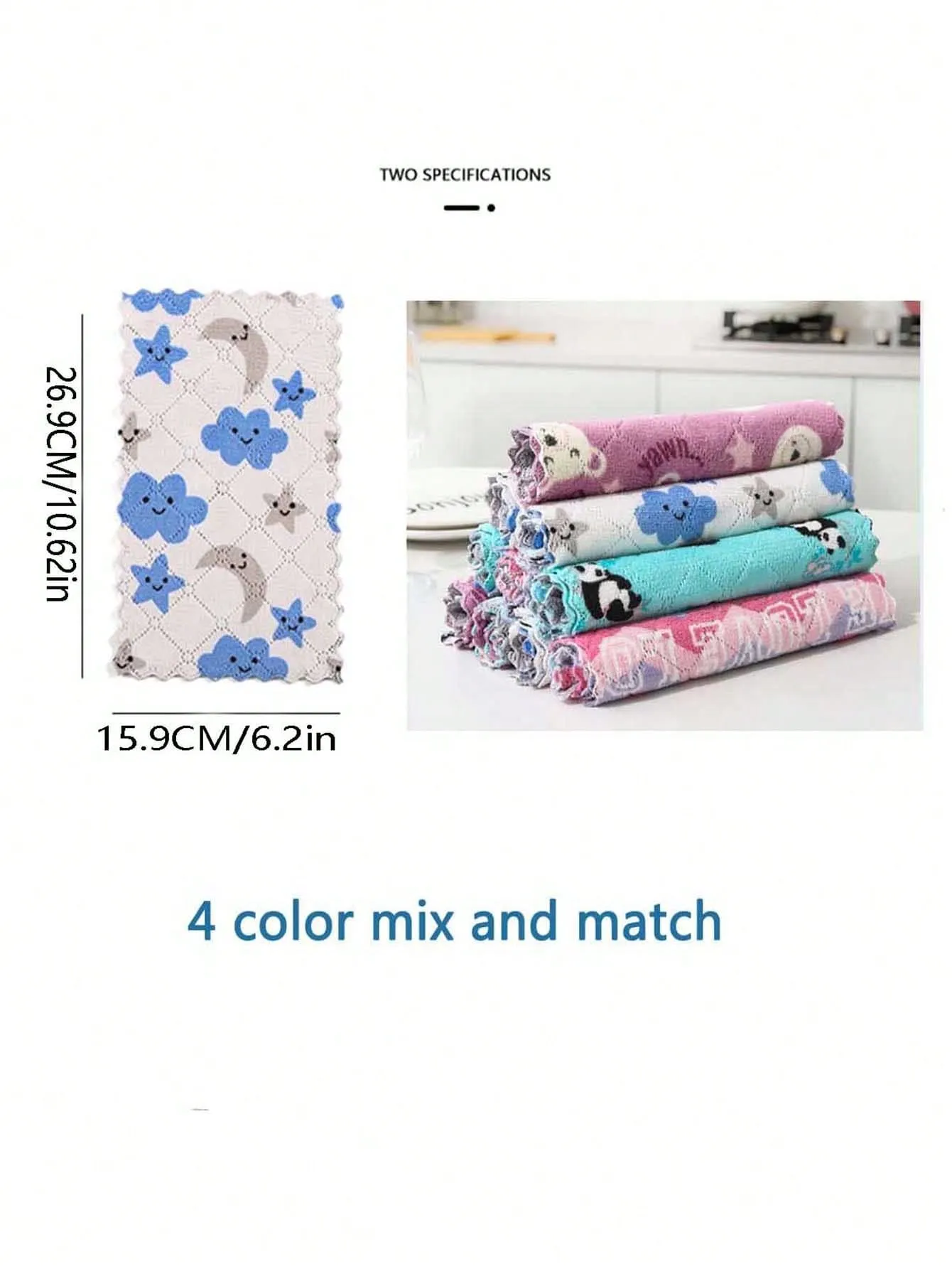 10pcs/Printed Coral Fleece 16*27cm/25cm*25cm Home Kitchen Cleaning Cloth, No-Stick Oil Coral Fleece Dish Cloth, Dual Sided Thicken Absorbent Dishwashing Sponge, Cleaning Rag, Scouring Pad, Heat Resistant Cloth