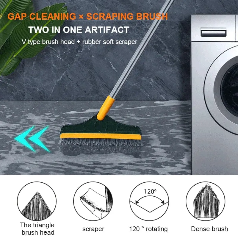 2-in-1 Floor Bathroom Brush Scrub & Wiper