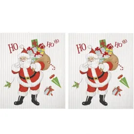 2 Mary Lake Thompson Reusable Kitchen Sponge Cloths, Christmas Cheer Santa