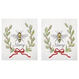 2 Mary Lake-Thompson SC1591 Reusable Kitchen Sponge Cloths, Bee Merry