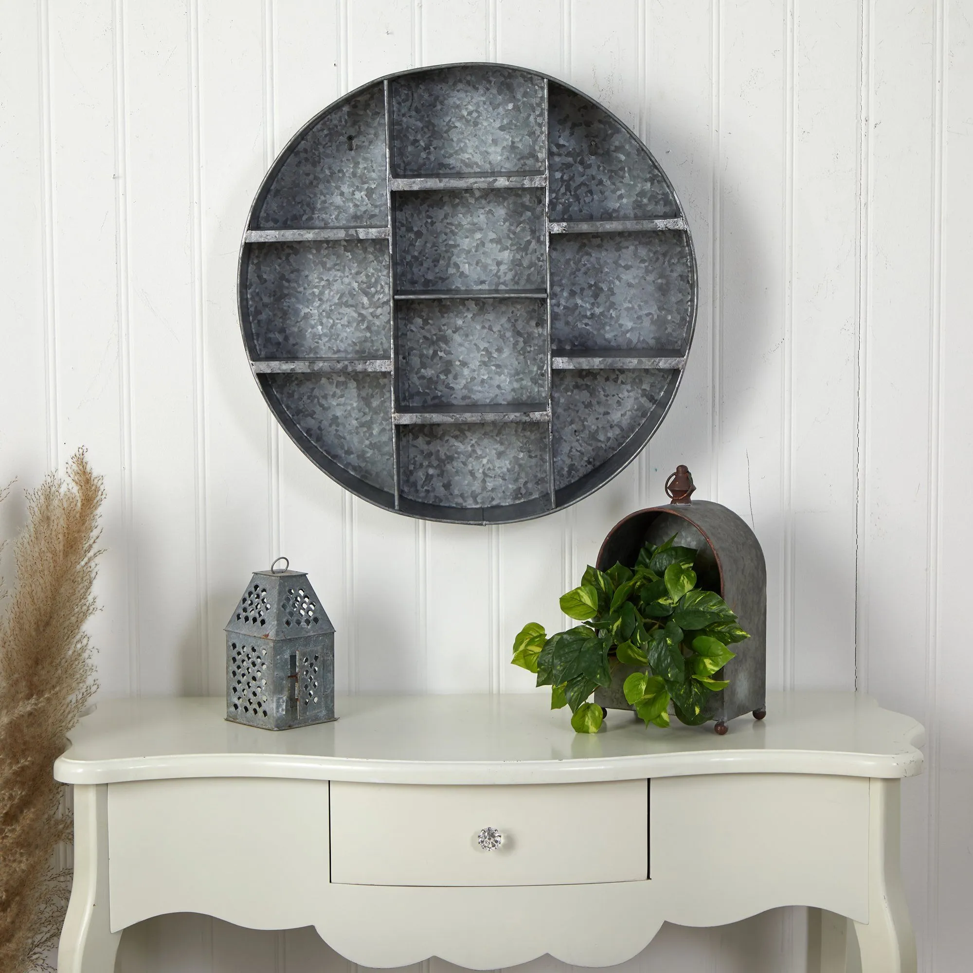 23” Galvanized Round Metal Wall Mounted Shelf System