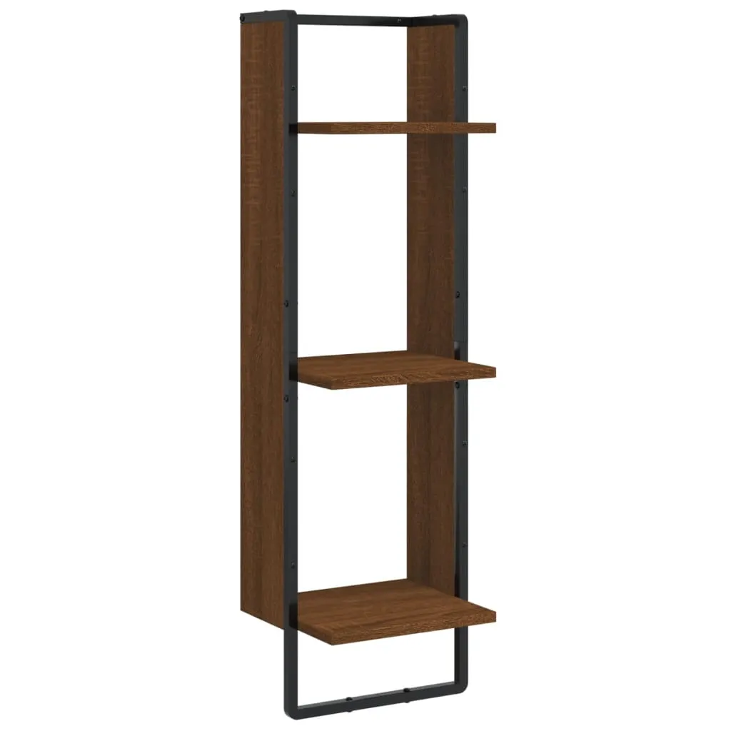 3-Tier Wall Shelf Brown Oak 30x25x100 cm Engineered Wood