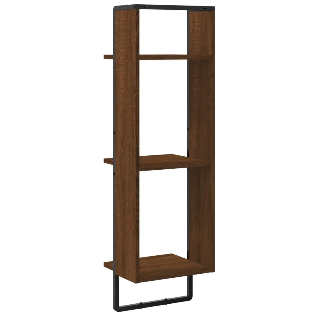 3-Tier Wall Shelf Brown Oak 30x25x100 cm Engineered Wood