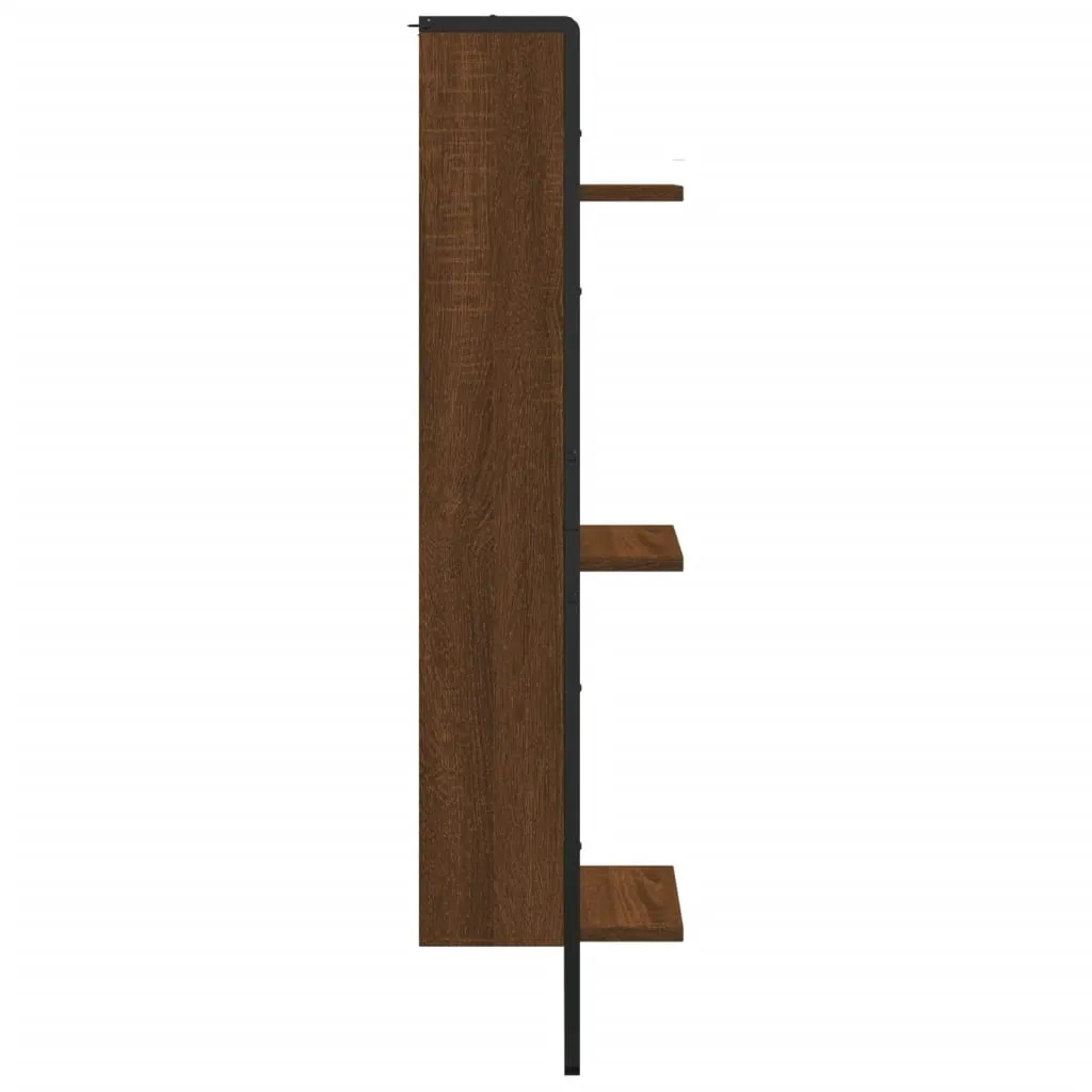 3-Tier Wall Shelf Brown Oak 30x25x100 cm Engineered Wood