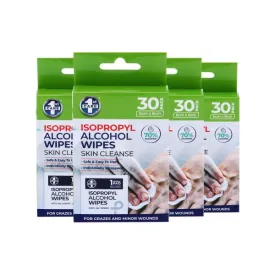 30 Pack Isopropyl Wound Disinfectant Alcohol Wipes - 6cm