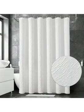 3D Textured Fabric Shower Curtain with Waterproof Finish - Complete Bathroom Upgrade