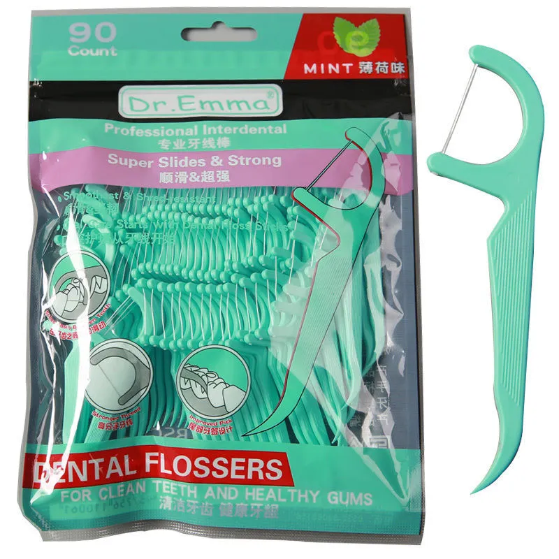 90pcs Dental Floss Flosser Picks Toothpicks Teeth Stick Tooth Cleaning Interdental Brush Dental Floss Pick 0ral irrigator