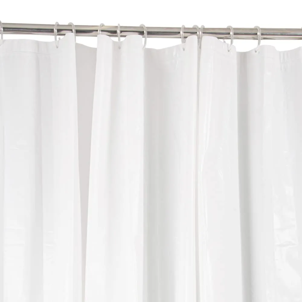 Anko Polyethylene Vinyl Acetate (PEVA) White Shower Curtain- Set of 2 with 24 White K-Resin Curtain Rings | Curtain: 180 Cm (L) x 180 Cm (W) (2 Pc), Rings: 7.5 Cm x 6.5 Cm x 4.5 Cm (24 Pc)