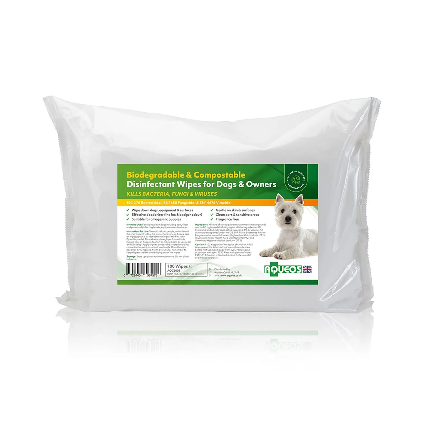 Aqueos Disinfectant Wipes for Dogs & Owners