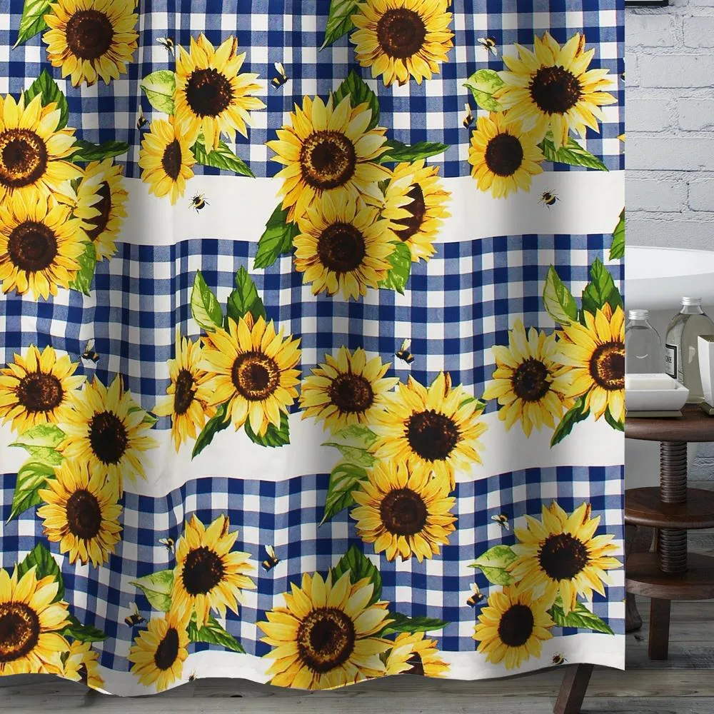 Barefoot Bungalow Sunflower Bath Shower Curtain - Gold 72x72