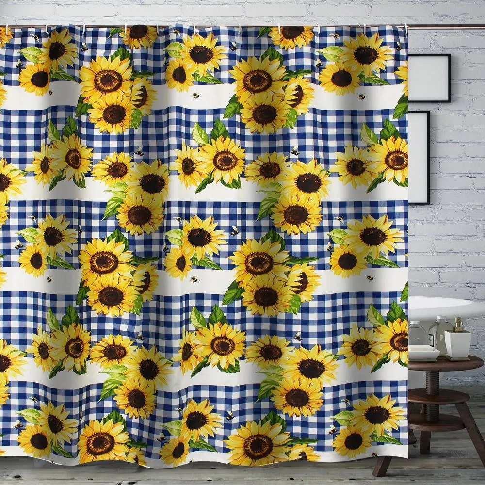 Barefoot Bungalow Sunflower Bath Shower Curtain - Gold 72x72