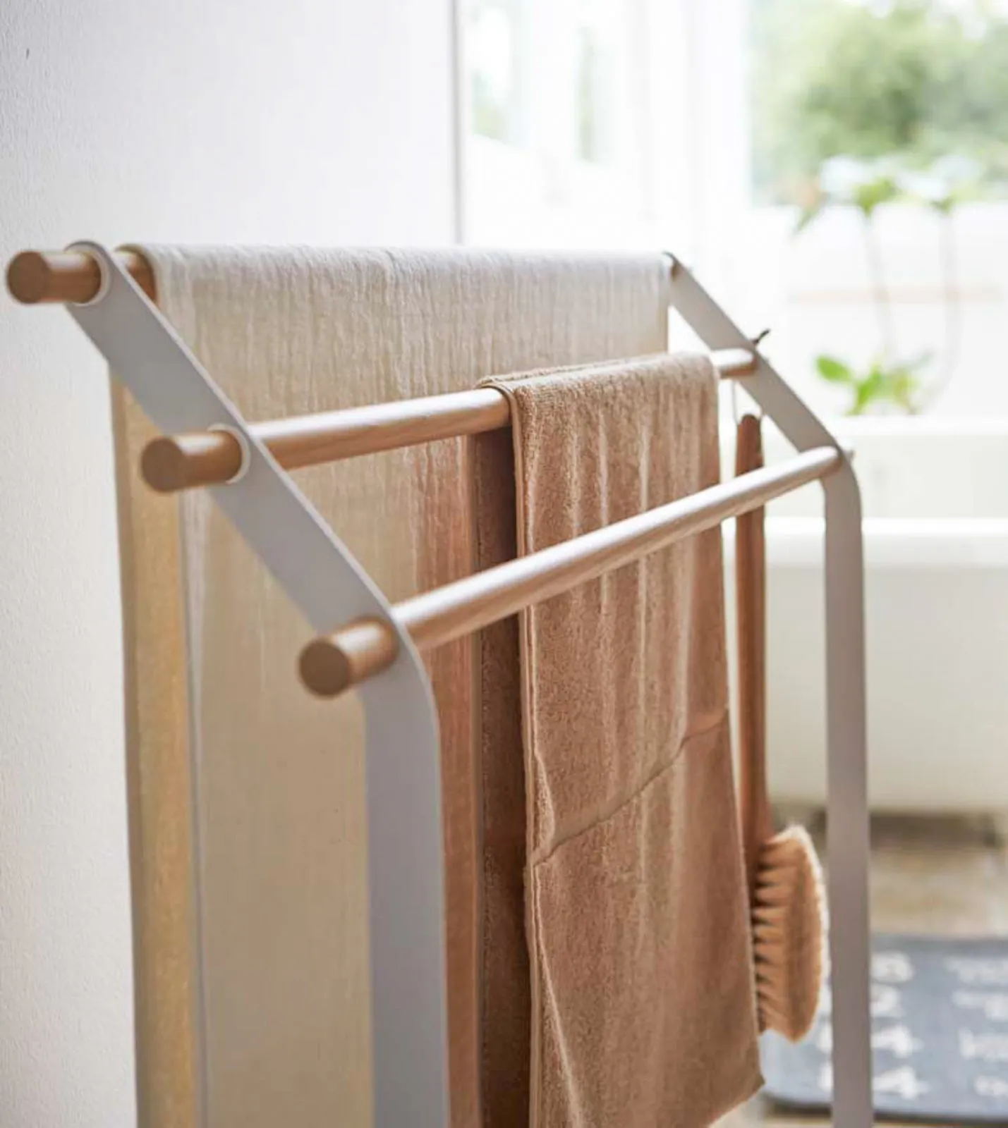 Bath Towel Rack (32" H)  - Steel   Wood