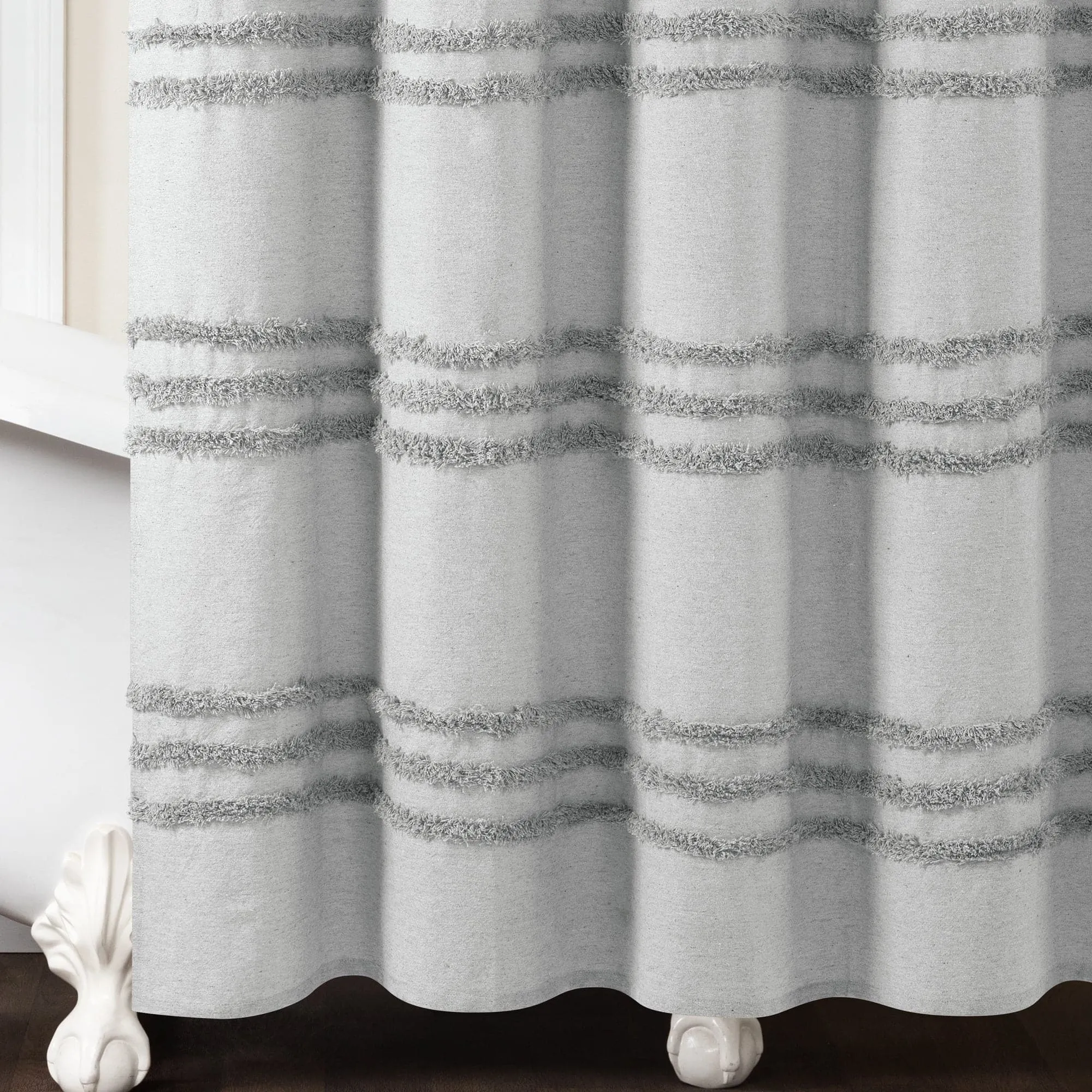 Boho Kendra Tufted Yarn Dyed Recycled Cotton Blend Shower Curtain