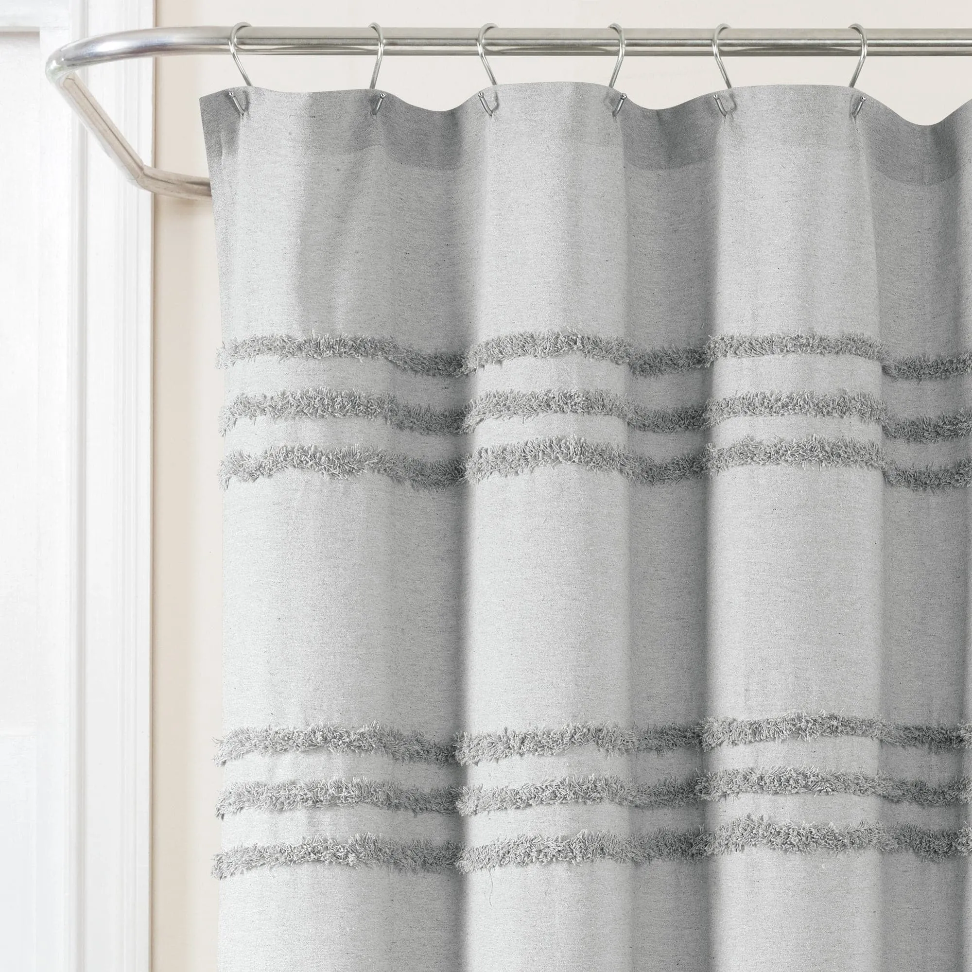 Boho Kendra Tufted Yarn Dyed Recycled Cotton Blend Shower Curtain