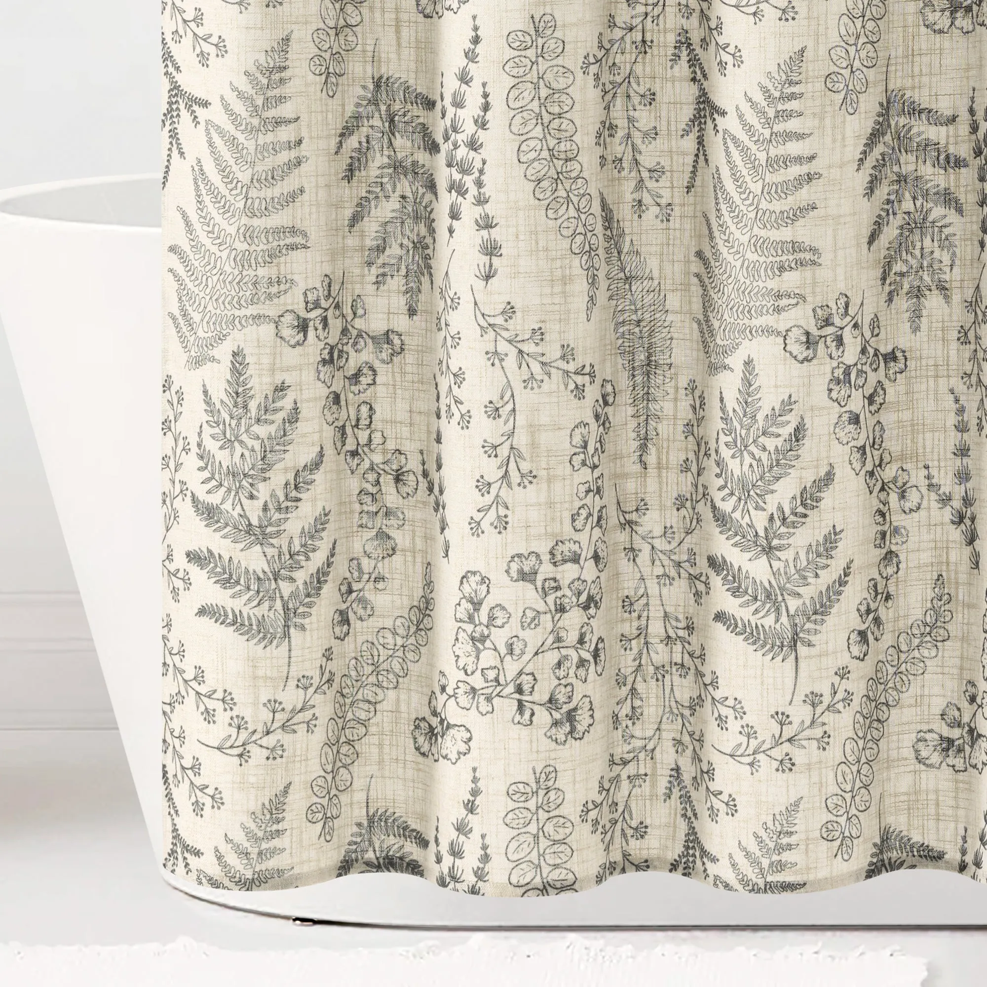 Botanical Dreams Linen Textured Shower Curtain