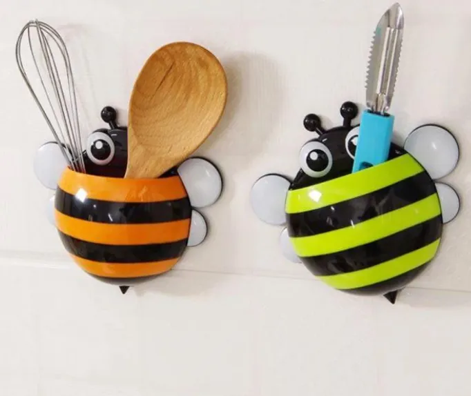 Cartoon Snail /Bee Design Suction Toothbrush Toothpaste Holders