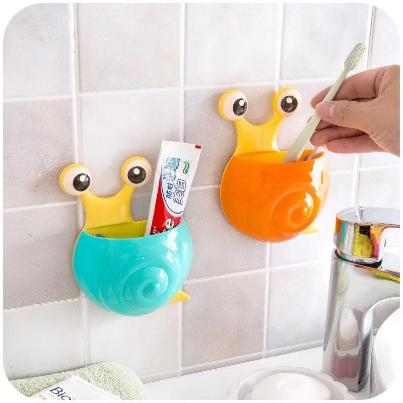 Cartoon Snail /Bee Design Suction Toothbrush Toothpaste Holders