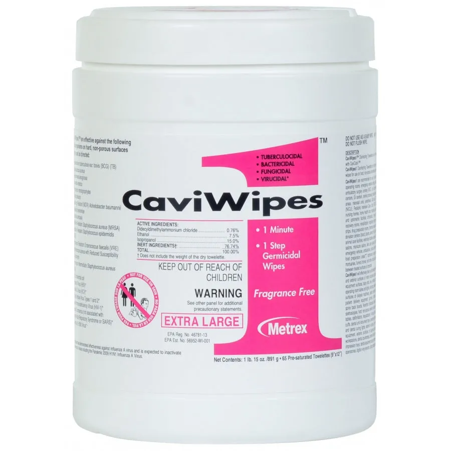 CaviWipes1 13-5100 Surface Disinfectant Premoistened Wipe, Case of 1920