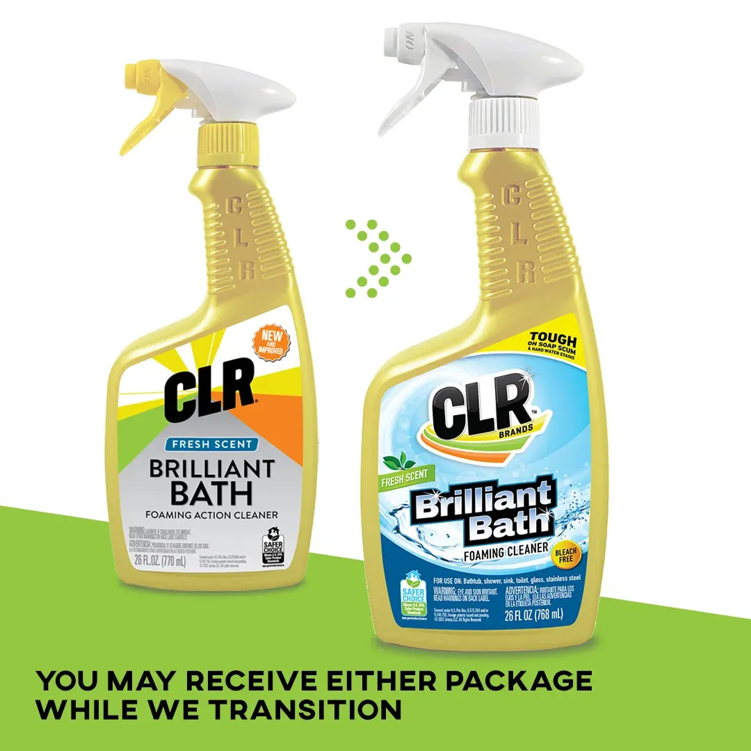 CLR Brilliant Bath Foaming Multi-Surface Cleaner, Fresh Scent, EPA Safer Choice, 26 fl oz