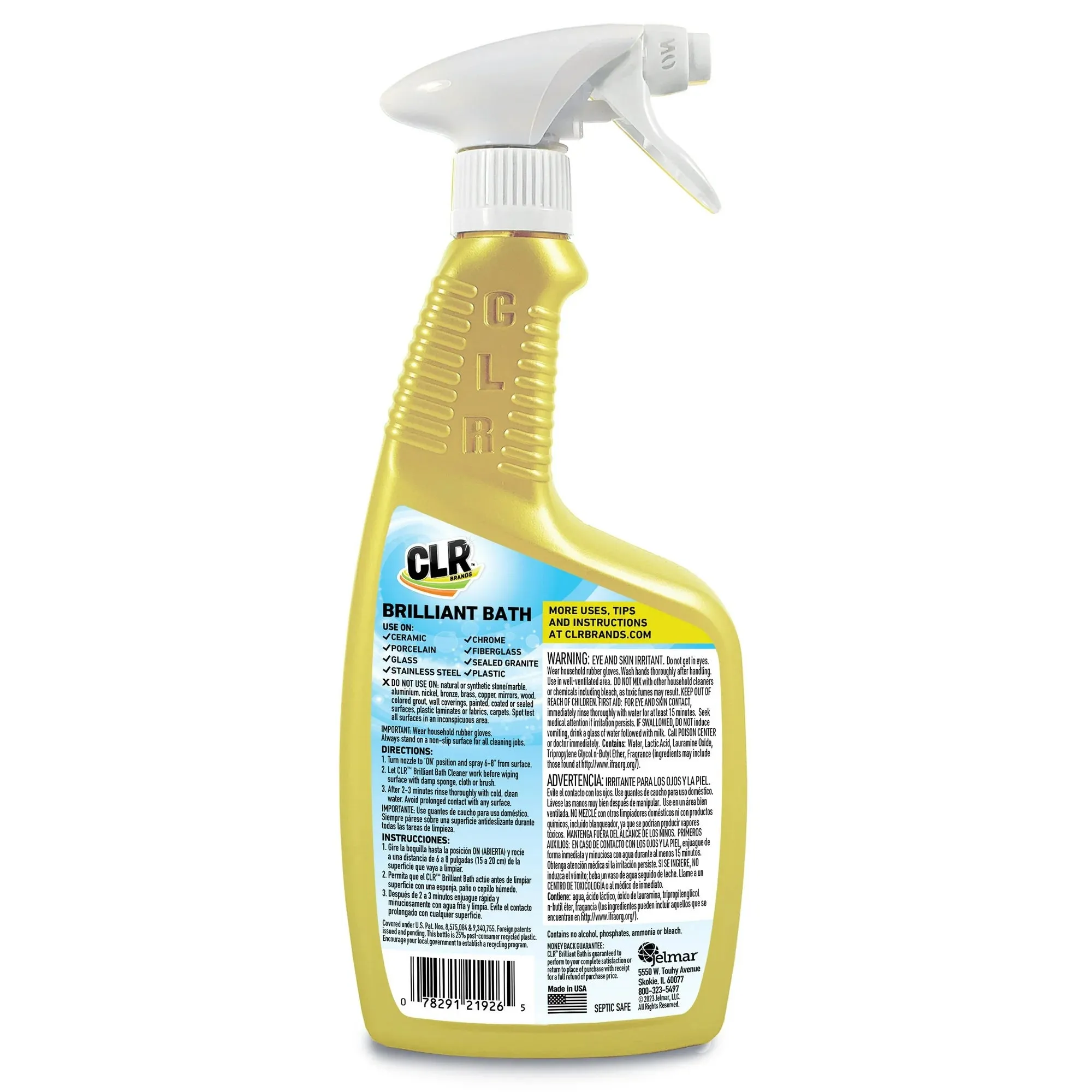 CLR Brilliant Bath Foaming Multi-Surface Cleaner, Fresh Scent, EPA Safer Choice, 26 fl oz