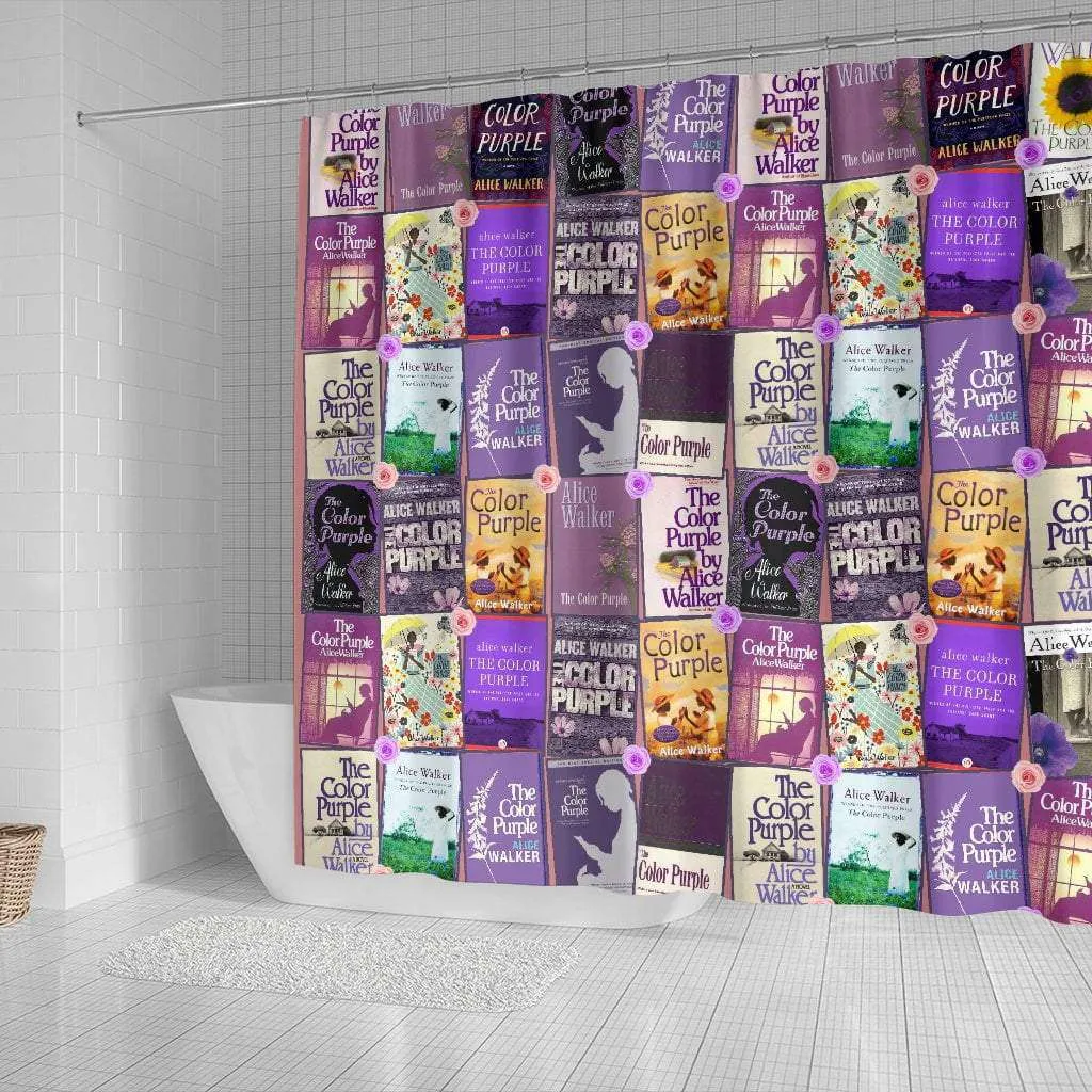 Color Purple Book Covers Pattern Curtain