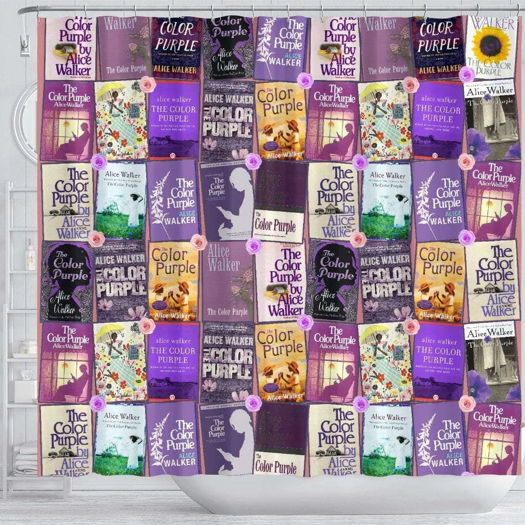 Color Purple Book Covers Pattern Curtain