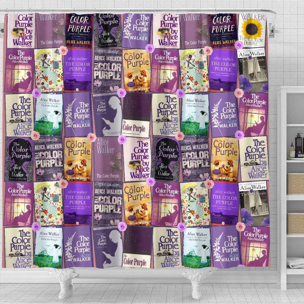 Color Purple Book Covers Pattern Curtain