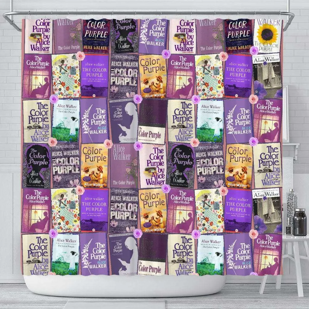 Color Purple Book Covers Pattern Curtain