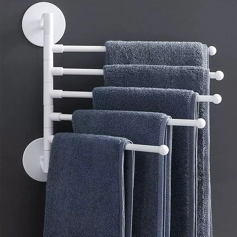 Creative Swivel Towel Bar, 5 Layer Wall Mount Bathroom Towel Rack Holder, Multipurpose Rotatory Towel Rack, Rotatable Bathroom Toilet Wall Hanging Towel Bar