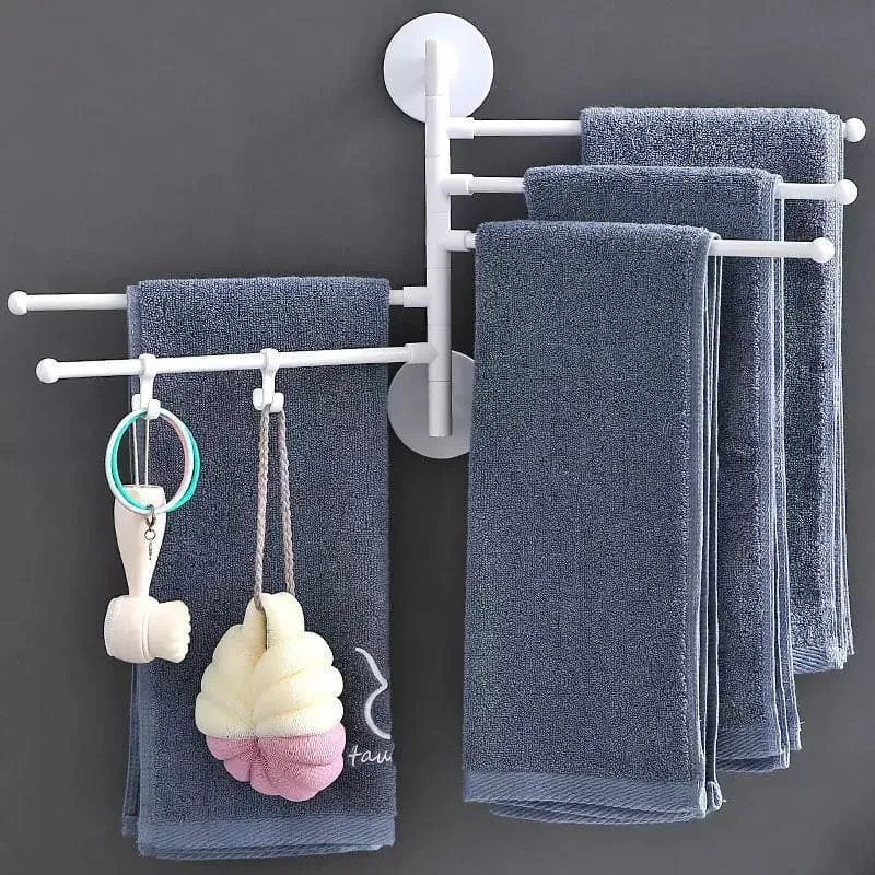 Creative Swivel Towel Bar, 5 Layer Wall Mount Bathroom Towel Rack Holder, Multipurpose Rotatory Towel Rack, Rotatable Bathroom Toilet Wall Hanging Towel Bar