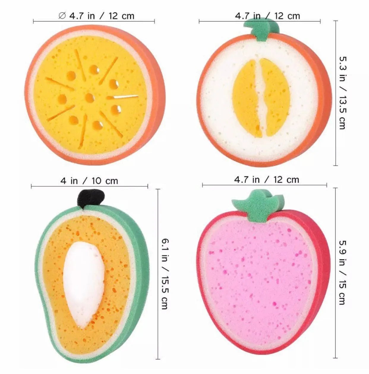 Cute Fruit Shaped Dishwashing Sponge, Kitchen Cleaning Dishcloths For Glass, Fruit Shape Thickening Bath Scrubbing Sponge Scouring Pad