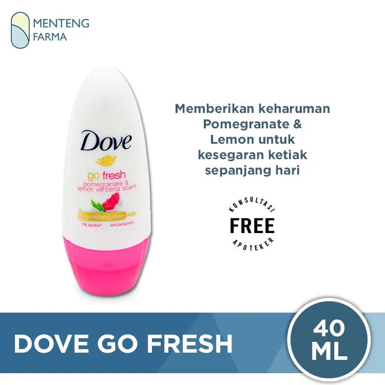 Dove Deodorant Roll On Go Fresh Pomegranate 40 ML - Sensasi Segar Aroma Delima 48 Jam