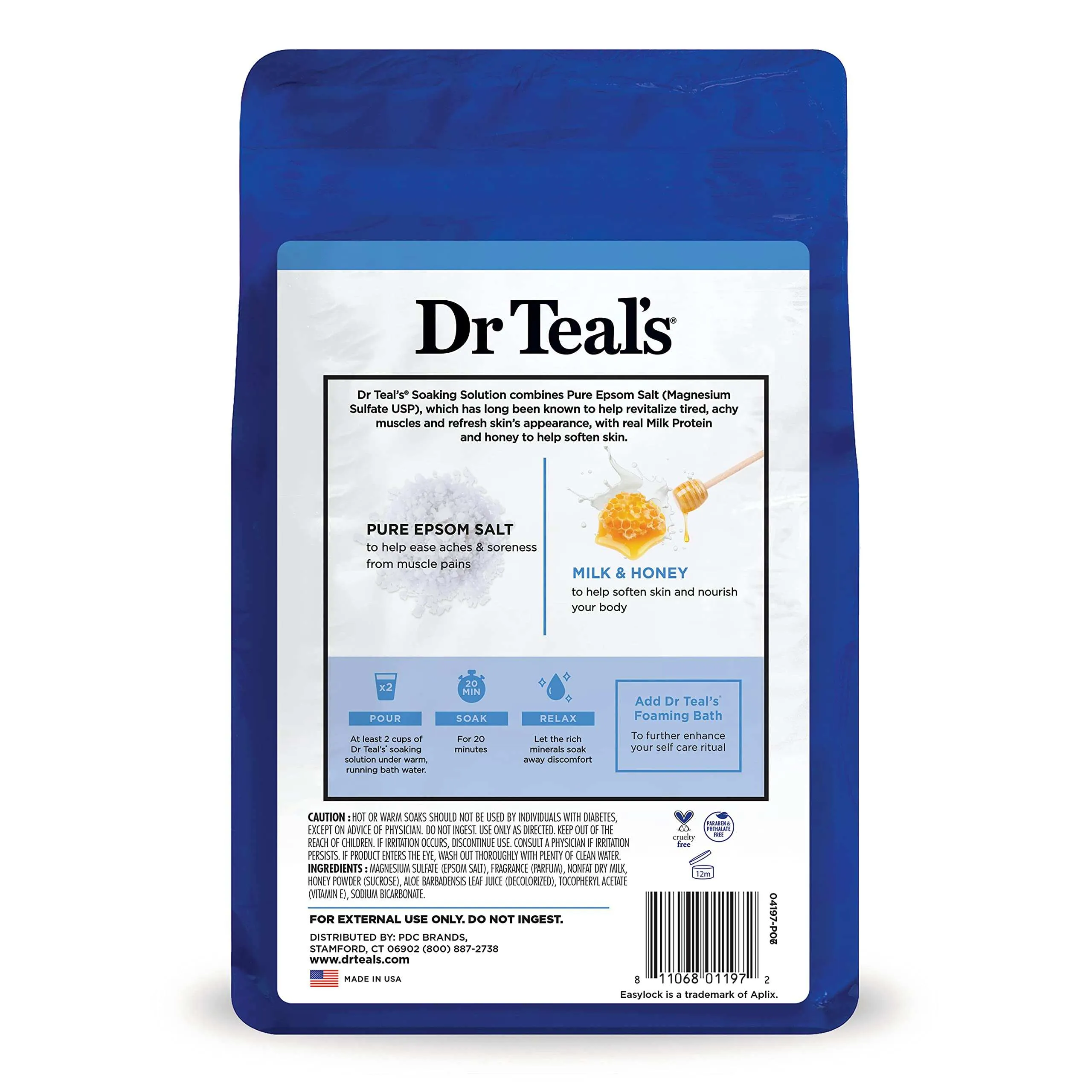 Dr. Teal's Epsom Salt Soak Soften & Nourish with Milk & Honey - 3 Lbs