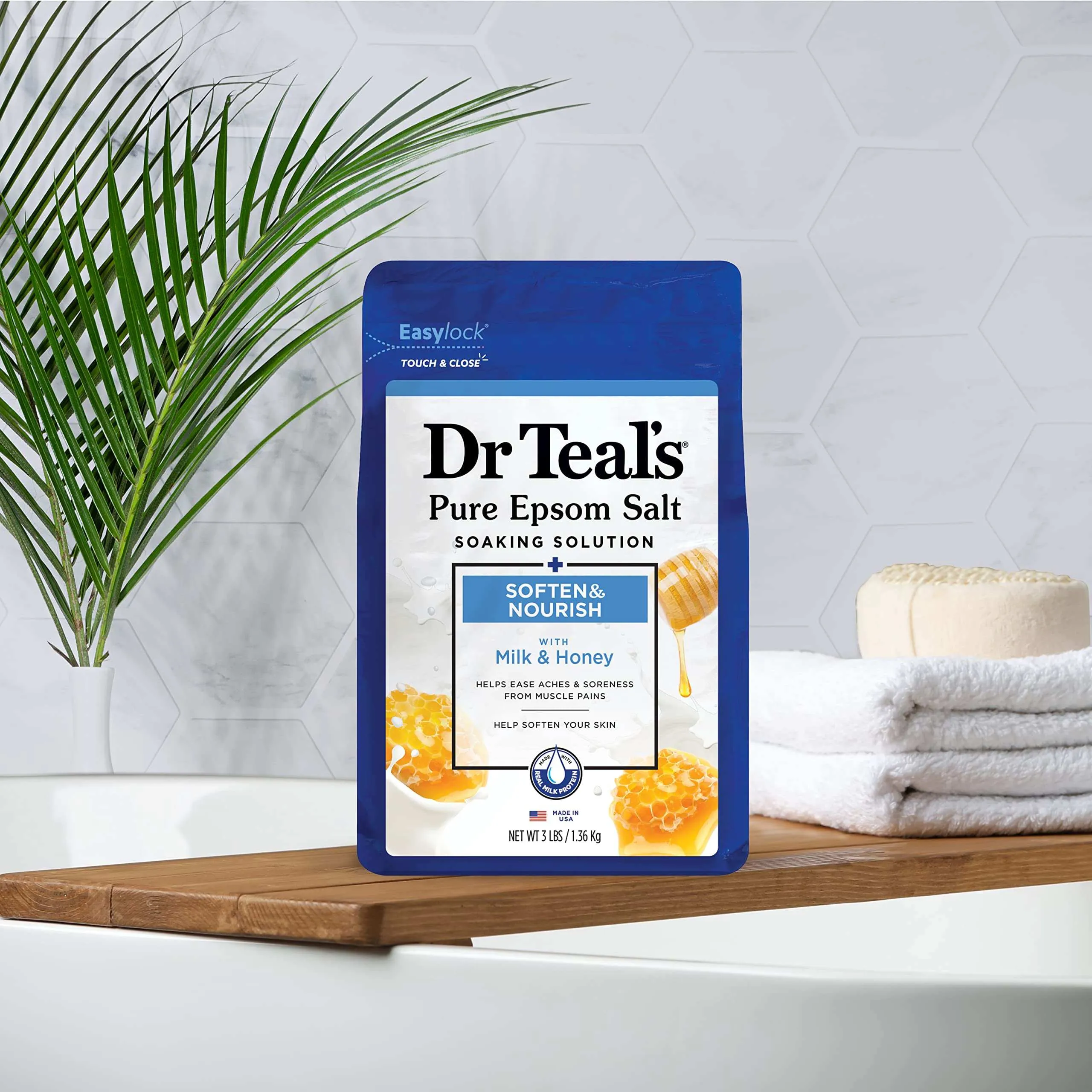 Dr. Teal's Epsom Salt Soak Soften & Nourish with Milk & Honey - 3 Lbs