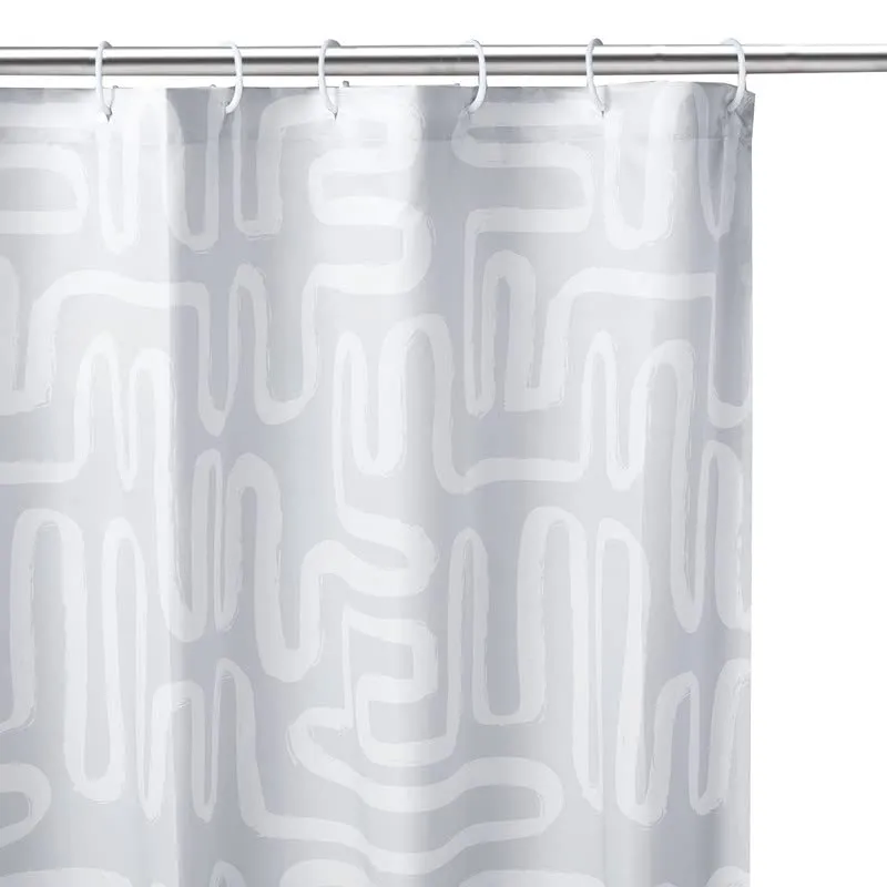 Encasa XO Bathroom Shower Curtain 6 Feet with 10 Hooks | Mould Proof & Mildew Resistant Waterproof | Heavier Quality | Easy Installation| Quick-Drying Curtains| 140x183 cm (56x72 in) - Boho Maze Grey