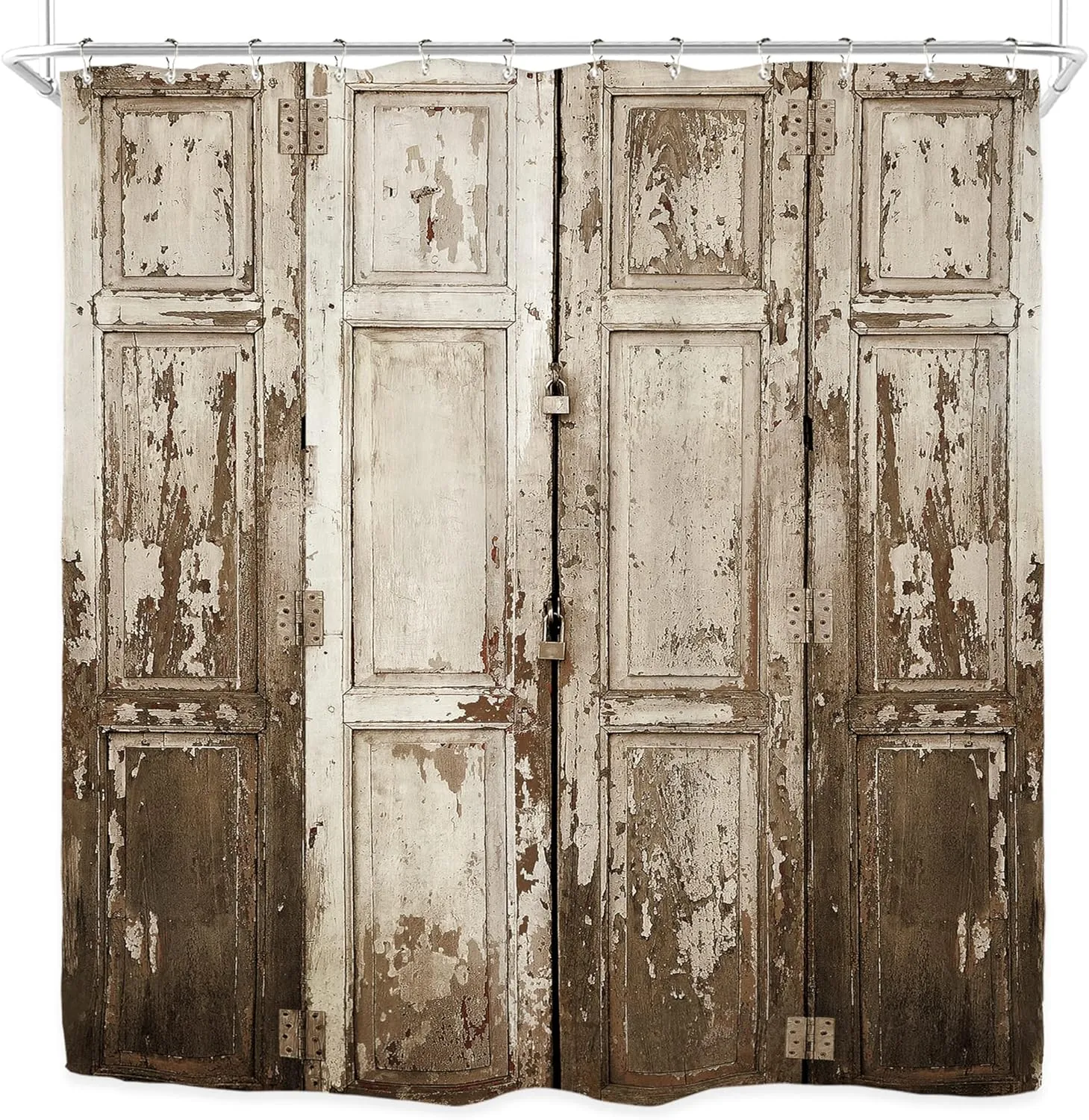 Fabric Barn Door Shower Curtain for Bathroom 72Wx72H Inch