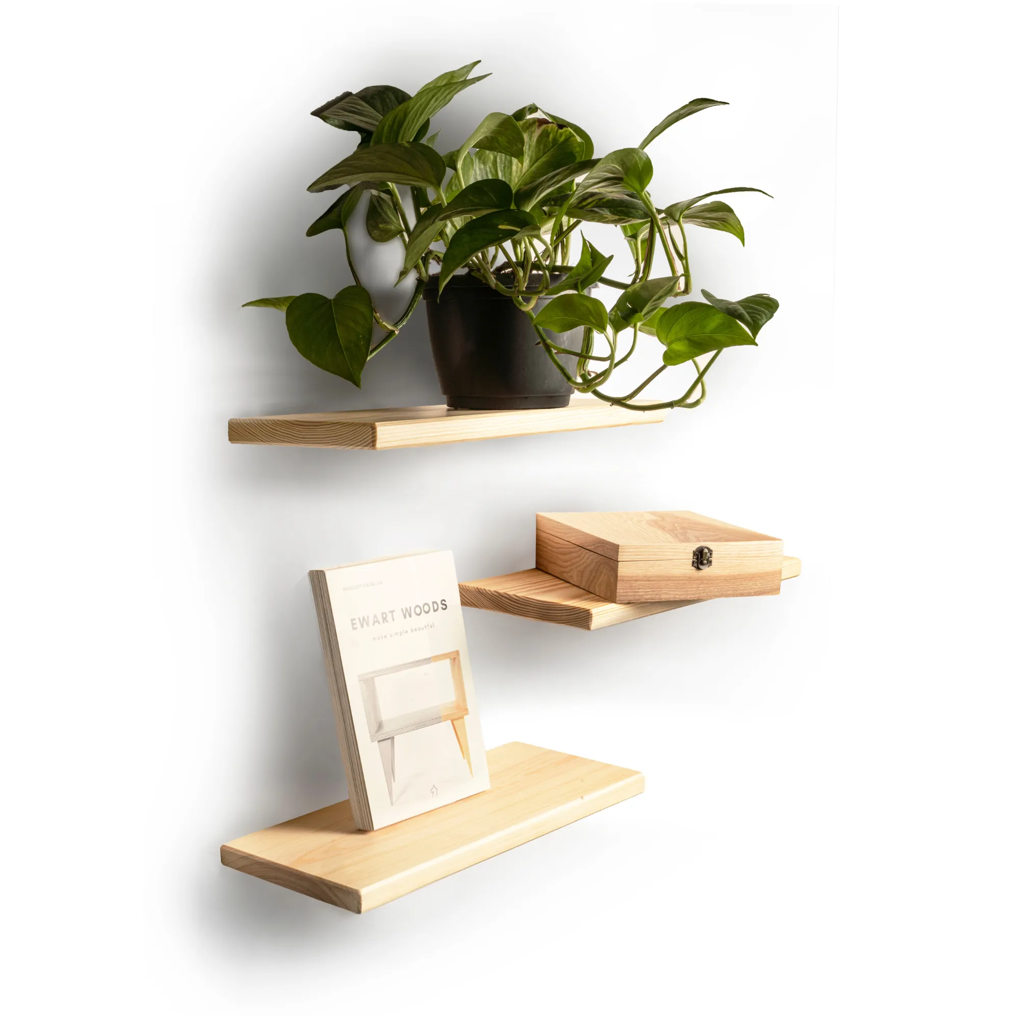 Floating wall shelves, Set of 3, Shelves for Living Room