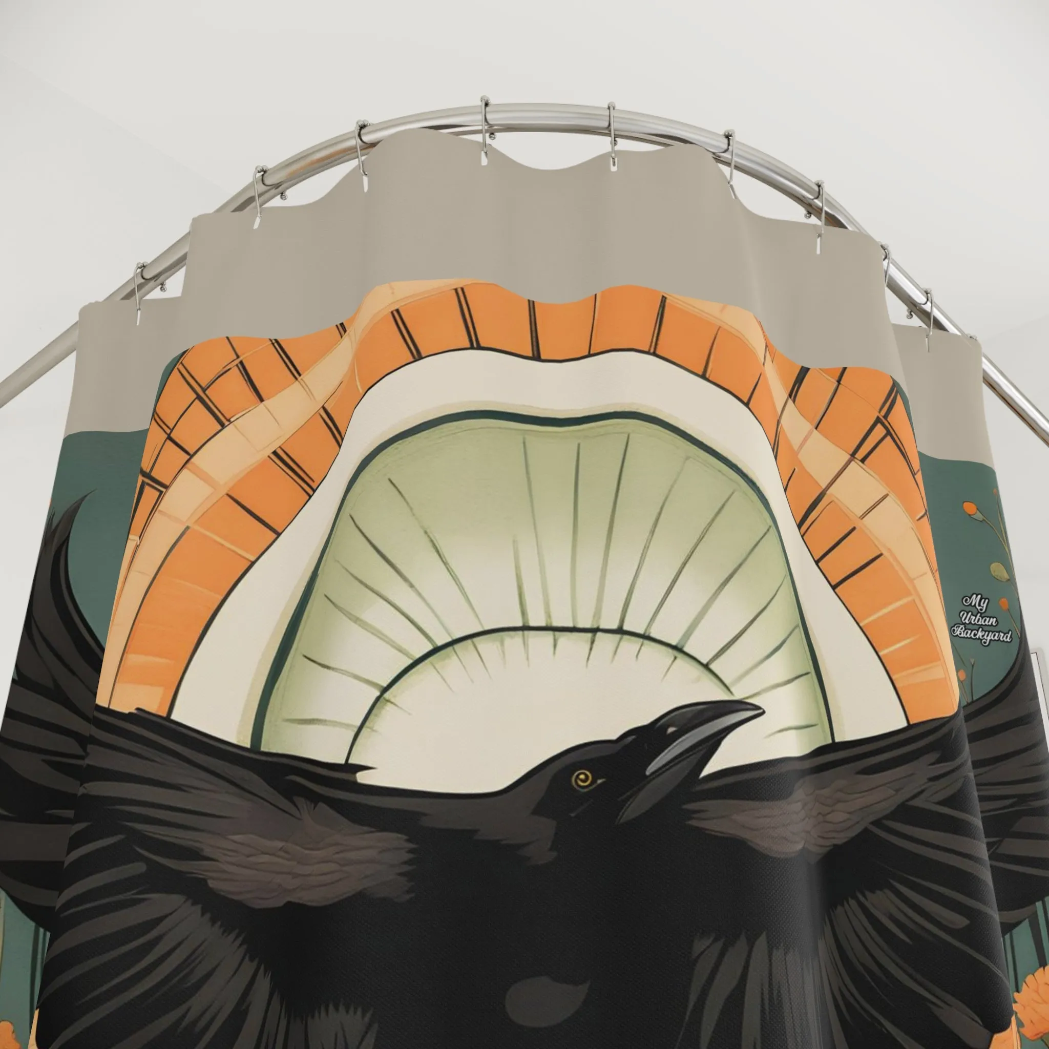 Flying Crow, Shower Curtain, Tan accent color - 71" x 74"