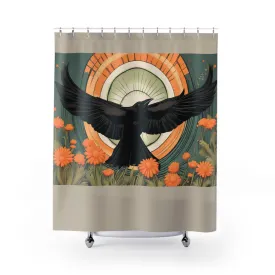 Flying Crow, Shower Curtain, Tan accent color - 71" x 74"