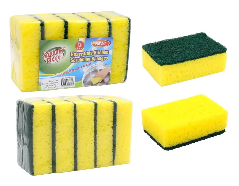 Heavy Duty Kitchen Scrubbing Sponges 5 Pack