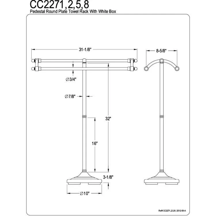 Kingston Brass Chrome pedestal freestanding Round Plate Towel Rack CC2271