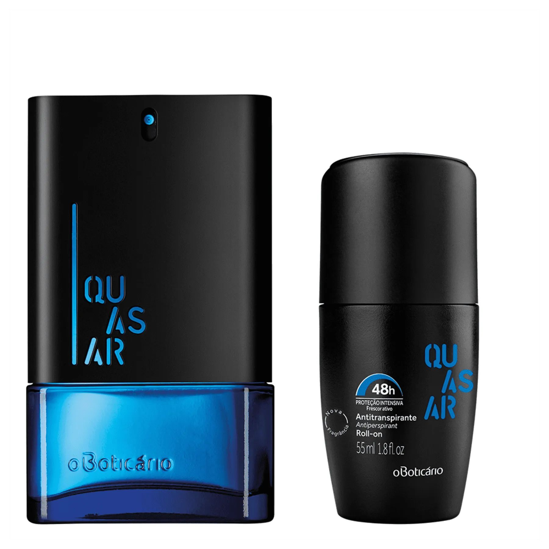 Kit Quasar: Quasar Deodorant Cologne 100ml   Deodorant Roll On 55ml - o Boticario