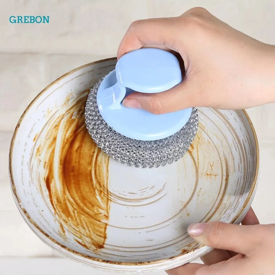 Kitchen Pot Cleaning Scrubbing Brush, Dish Bowl Washing Cleaner, Scourer For Cookware Cleaning, Pan Cleaning Scrubber