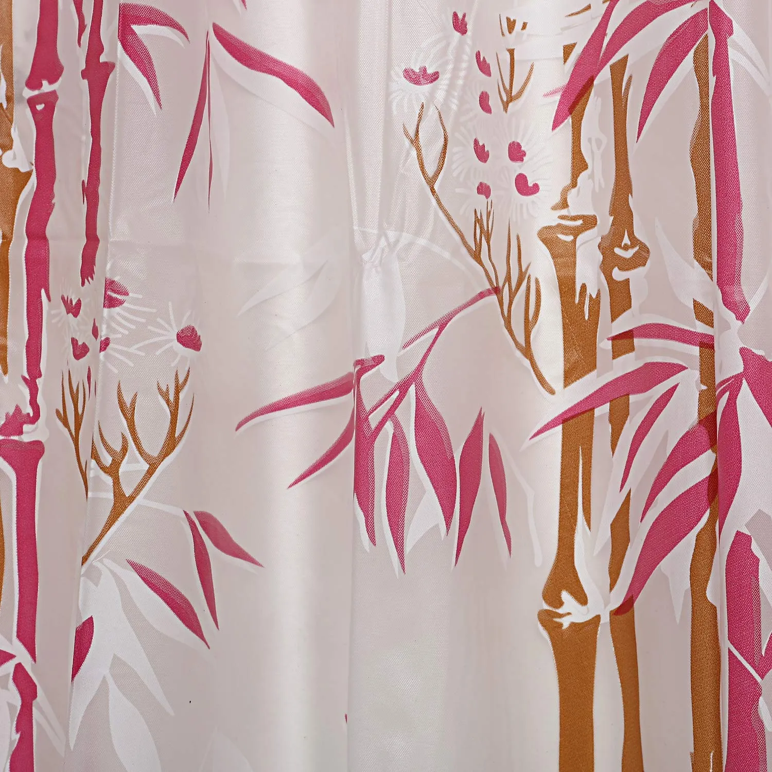 Kuber Industries Bamboo Design Waterproof PVC Shower Curtain with 8 Hooks (CTKTC33778, Pink, 54 x 84 inch)