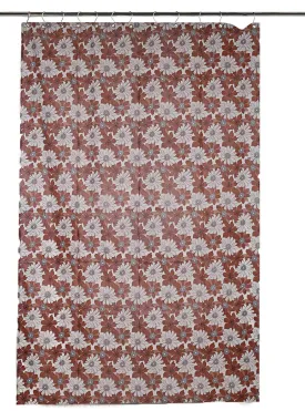 Kuber Industries Flower Design Waterproof PVC Shower Curtain with 8 Hooks 54 inch x 84 inch (Brown) CTKTC33749