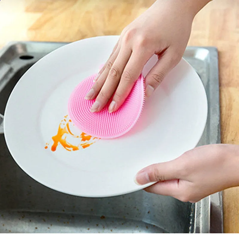 Multifunction Silicone Dish Bowl Cleaning Brush Silicone Scouring Pad