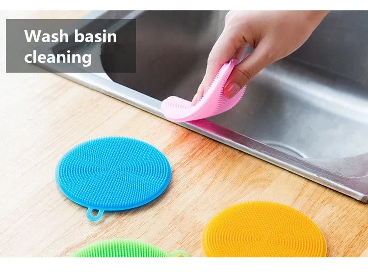 Multifunction Silicone Dish Bowl Cleaning Brush Silicone Scouring Pad