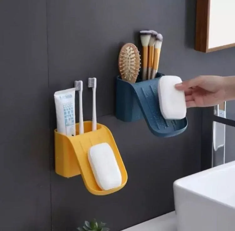 Multifunctional Soap Holder, Self adhesive Holder With Base Suction Cup, Slide Soap Holder