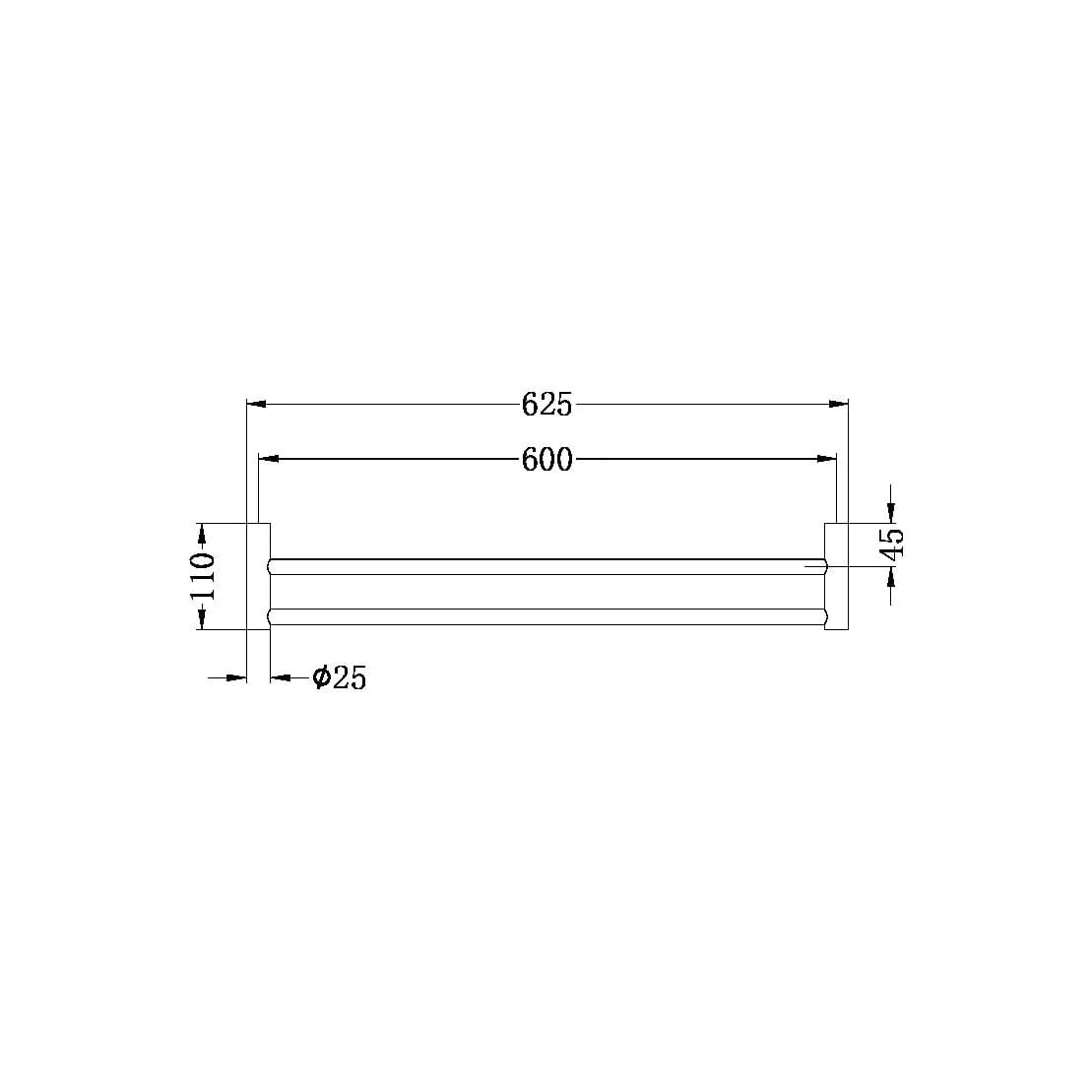 New MECCA Double Towel Rail 600MM Gun Metal 2324D-GM